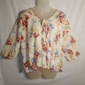 Cream and floral top XL